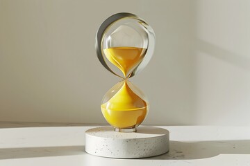 Minimalist Silver and Gold Hourglass Trophy Symbolizing Passing Time and Achievements