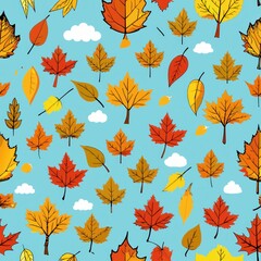 Fototapeta na wymiar Seamless pattern of crisp autumn air and clear blue skies, Generative AI