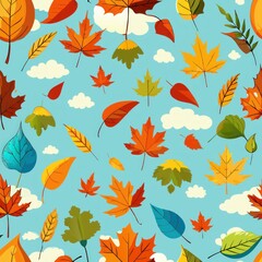 Fototapeta na wymiar Seamless pattern of crisp autumn air and clear blue skies, Generative AI