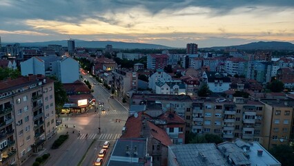 view of the city of Nis at sunset
