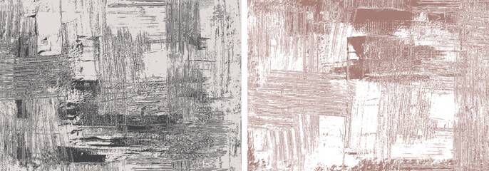 Modern abstract background, dirty paint strokes on canvas, vector paintings set, grungy backdrops