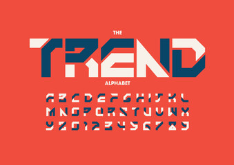 Vector of stylized modern font and alphabet