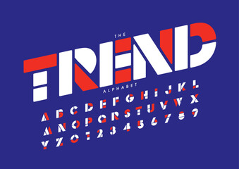 Vector of stylized modern font and alphabet