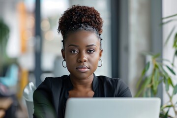 Cropped portrait of an attractive young businesswoman working on her laptop while sitting in the office