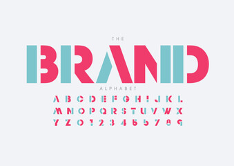 Vector of stylized modern font and alphabet