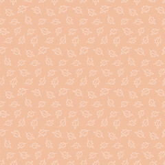 Contour drawing autumn leaves Seamless pattern in trendy soft shades Abstract background Texture