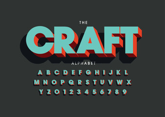 Vector of stylized modern font and alphabet