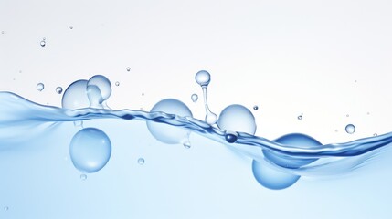 A close-up of water drops in the style of blue water