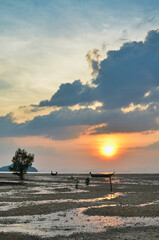 sunset on coast of Thailand beautiful colors background