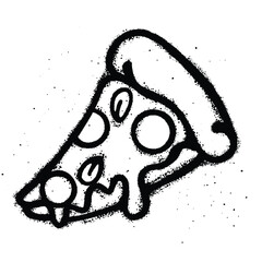 Graffiti spray pizza isolated on white background © Setitikcartoon