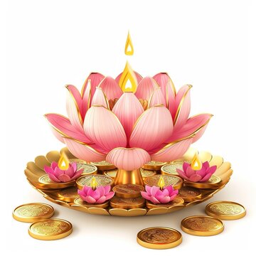 Happy Akshaya Tritiya religious festival Celebration with kalash and gold coins Ai Generated
