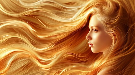 A portrait of a beautiful woman with long wavy blonde hair.