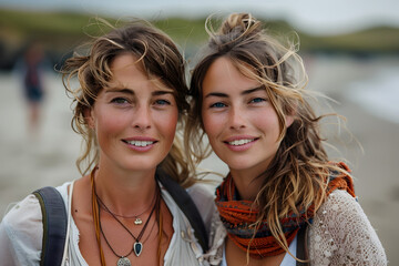 Two Women Smiling on a Beach A Mother-Daughter Relationship