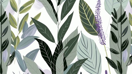 Tropical Foliage Seamless Pattern: Exotic Leaves Wallpaper Design