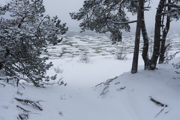Winter landscape on the shores of the Baltic Sea in Kaberneeme.