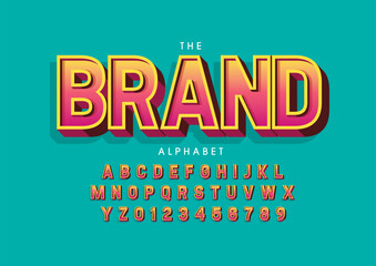 Vector of stylized modern font and alphabet