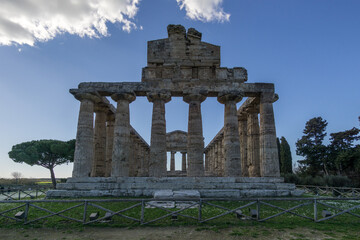 Temple of Athena also known as Temple of Ceres at famous Paestum Archaeological UNESCO World...