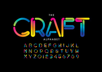 Vector of stylized modern font and alphabet