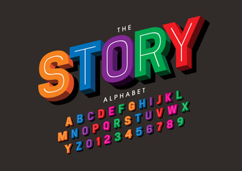 Vector of stylized modern font and alphabet