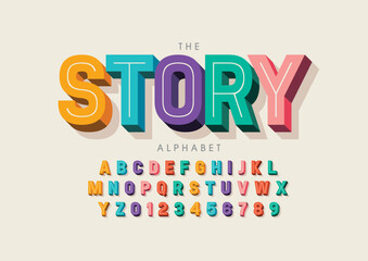 Vector of stylized modern font and alphabet