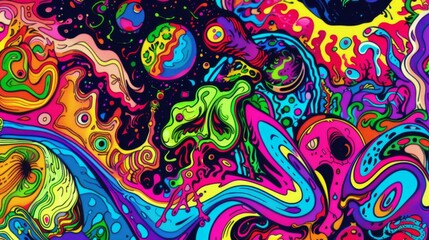 Psychedelic Colors Extravaganza: Abstract Artistic Fluid Patterns