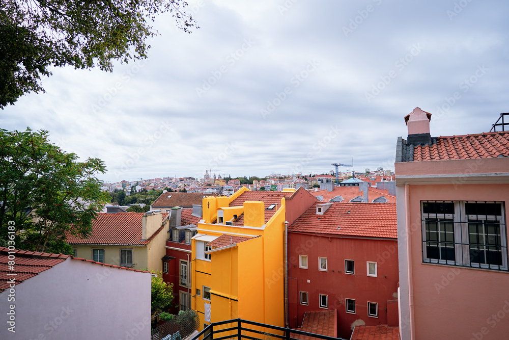 Poster view on the roof top in lisbon. portugal