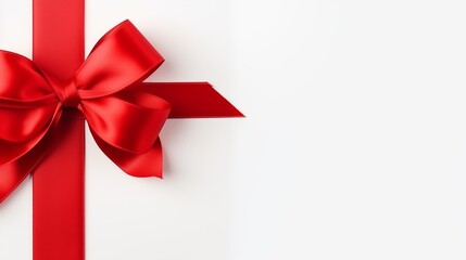 Elegant red ribbon and bow on a white background, perfect for celebrations and holidays