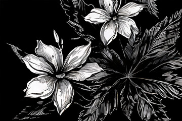 black and white flower Generatve Ai