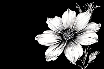 white flower on black Generatve Ai
