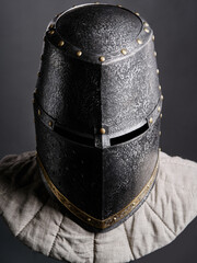 Medieval armor protection. Knight helm.