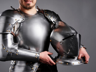 Medieval armor protection. Knight helm.