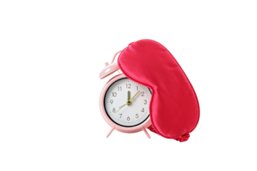 PNG, Alarm clock and sleep mask, isolated on white background