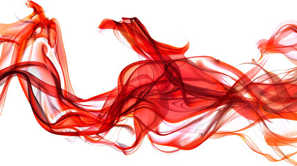 Dynamic fiery red swirls dancing with energy, symbolizing passion and vitality, isolated on solid white background."