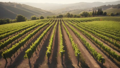A Picturesque Vineyard With Rows Of Grapevines Ext