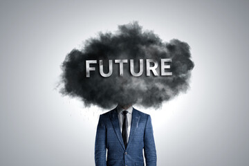 Future Anxiety - Persons Head Covered by a Dark Cloud