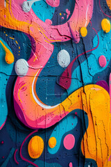 Vibrant graffiti mural showcasing intricate swirling patterns in various bold colors.