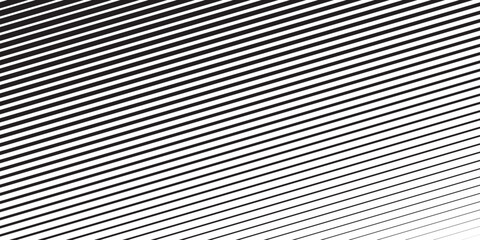 Black fading diagonal lines on white background. Tilted parallel stripes. Oblique straight strips print with gradient or halftone effect. Slanted streaks wallpaper. Vector graphic illustration