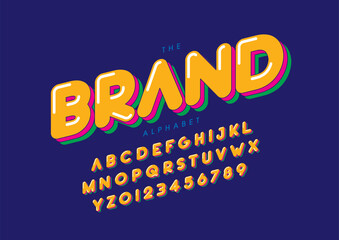 Vector of stylized modern font and alphabet