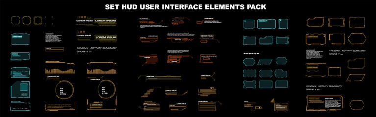 Big set digital frames with information. Dialog boxes and frames for chatting. Modern dialog boxes, frames and HUD interface elements. Window templates for text. Dialog boxes vector set