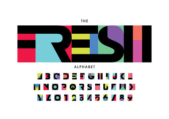 Vector of stylized modern font and alphabet