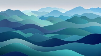 Serene Blue Mountain Landscape Illustration