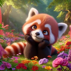 Fototapeta premium Cartoon roter panda