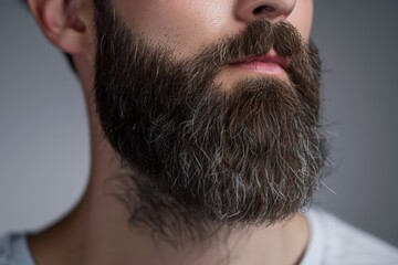 Fototapeta premium A man with a beard and mustache is shown with a white shirt