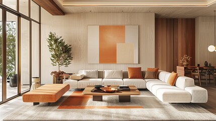 Modern Living Room Trends: An illustration highlighting current trends in modern living room design