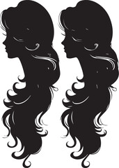 silhouette of girls with long hair