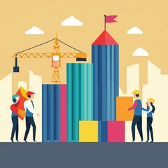 Fototapeta premium Architectural scenery, background, material, illustration, art, graphic, design, cool, designer, Generative AI