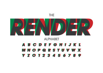 Vector of stylized modern font and alphabet