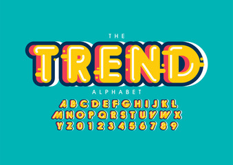 Vector of stylized modern font and alphabet