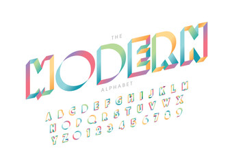 Vector of stylized modern font and alphabet