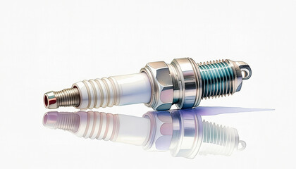 A meticulously detailed spark plug, isolated against a white background, embodies precision and innovation